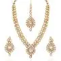 Aheli Indian Wedding Wear Faux Stone Necklace with Maang Tikka Set Elegant Ethnic Fashion Jewelry for Women