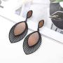 Hanpabum 4Pairs Wood Dangle Earrings Ethnic Statement Drop Earrings Stainless Steel Stud Bohemia Style Jewelry Set
