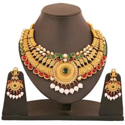 Touchstone Indian Bollywood Handcrafted Traditional Royal Mughal Kundan Polki Meenakari Enamel Colorful Wedding Designer Jewelry Long Necklace Set in Gold and Silver Tone for Women.