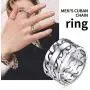ChainsHouse Sturdy Cuban Link Chain Ring for Men Women, Black/18K Real Gold Plated, 316L Stainless Steel Band Rings, Size 5 to 12, Custom Available, with Gift Box ChainsHouse Sturdy Cuban Link Chain Ring for Men Women, Black/18K Real Gold Plated, 316L Stainless Steel Band Rings, Size 5 to 12, Custom Available, with Gift Box