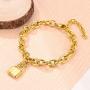 FindChic Handcuff Necklace Padlock Pendant Customized Handcuff Bracelet Partners in Crime Stainless Steel 18K Gold Plated Curb Chain Interlocking 18inch Friendship Statement Necklace for Girls & Women