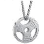 JAJAFOOK Mens Stainless Steel Fitness Gym Dumbbell Plate Barbell Chain Pendant Necklace Jewelry