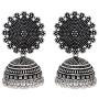 Royal Bling Tribal Muse Collection Oxidized Silver Tone Indian Jhumka Jhumki Earrings Jewelry for Women