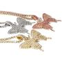 NSLS Sparkly Big Butterfly Pendant Necklaces for Women Girls Layered Gold Silver Hip Hop Chain Rhinestone Choker Necklace Party Jewelry Gifts