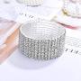 JEWMAY Yumei Jewelry 8 Strand Rhinestone Stretch Bracelet Silver-tone Sparking Tennis Bracelet