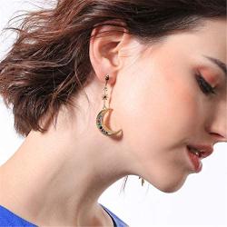 HMOOY Moon and Star Earrings, Bohemian Asymmetrical Sun Moon Star Dangle Earrings Fashion Long Drop Dangle Stud Earrings Punk Jewelry for Women Girls