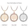 Ouran Tree of Life Pendant Necklace for Women, Rose Gold and Silver Long Chain Necklace with CZ Crystal