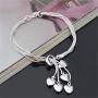 OMTBEL STOOLY Sterling Silver Five-line Chain with Five-Heart Bracelet Bangle Bracelet of Luxury Shining Jewelry