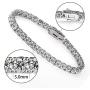 14k White Gold Plated Round Cut 5 Cubic Zirconia Tennis Bracelet 7.5 inch for Men and Women 14k White Gold Plated Round Cut 5 Cubic Zirconia Tennis Bracelet 7.5 inch for Men and Women