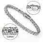 14k White Gold Plated Round Cut 5 Cubic Zirconia Tennis Bracelet 7.5 inch for Men and Women