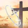 BEKECH Christian Cross Bracelet Engraved Bible Verse Joshua 1:9 Crystal Cross Bangle Bracelet Religious Jewelry Gift for Women Girls