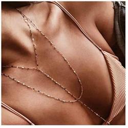 Yfe Gold Layering Necklace Choker Double Layered Necklace Tassel Pendent Necklace Choker for Women and Girls Y Necklace (Double Layer)