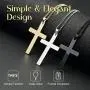 Cross Necklace, 3PACK Stainless Steel Cross Pendant Necklace Adjustable Unisex Cross Charm Mirror Polished Cross Chain Necklace Plain Birthday Valentine Gift for Man & Woman – Silver Black Gold Cross Necklace, 3PACK Stainless Steel Cross Pendant Necklace Adjustable Unisex Cross Charm Mirror Polished Cross Chain Necklace Plain Birthday Valentine Gift for Man & Woman – Silver Black Gold