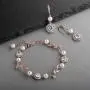 Mariell Rose Gold Vine & Ivory Pearl CZ Bridal Bracelet & Earrings Set - Wedding Jewelry for Bridesmaids
