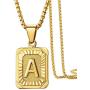 KissYan Initial Letter Pendant Necklace for Mens Womens, 18K Gold Plated Square Capital Monogram Necklace Alhpabets from A-Z Figaro Chain Necklace