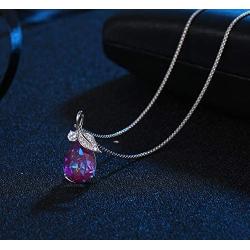 Step Forward Teardrop Pendant Necklace with Swarovski Crystals Dainty Jewelry Leaf Pendants Necklaces Gift for Women Mom Girlfriend Daughter Birthday Party Anniversary