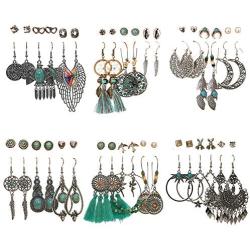 Boho Dangle Earrings Sets Fashion Jewelry for Women Bohemian Tassel Stud Earrings Christmas Valentine Birthday Gift for Girls