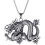 UMtrade Hip Hop Jewelry Huge Male Men Stainless Steel Dragon Necklace Chinese Zodiac Animal Pendant