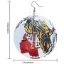 Farram 10 Pairs Round African Eardrop Earrings Multicolor Female Painted Natural Wooden Ethnic Style Hook Dangle for Women Girl Pendant