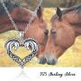 Horse Necklace Sterling Silver Horse Necklace Jewelry Gifts and Heart Shape Horse Pendant for Horse Lover Children Women Girls