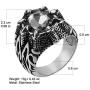 HZMAN Mens Vintage Gothic Biker Dragon Claw Ruby Sapphire Emerald Skull Stainless Steel Ring