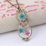 PAMTIER Womens Pressed Flower Pendant Vintage Alloy Animal Cute Cat Necklace