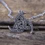 HAQUIL Triple Horn of Odin Necklace, Viking Horn Triskelion Pendant with Wheat Chain, Viking Jewelry Gift