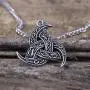 HAQUIL Triple Horn of Odin Necklace, Viking Horn Triskelion Pendant with Wheat Chain, Viking Jewelry Gift HAQUIL Triple Horn of Odin Necklace, Viking Horn Triskelion Pendant with Wheat Chain, Viking Jewelry Gift