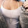 YienDoo Boho Silver Feather Pendant Necklace Chain Dainty Long Leaf Necklace Gypsy Charm Jewelry for Women and Girls