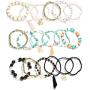 Udalyn 3 Sets Bohemian Stackable Bead Bracelets for Women Men Multilayered Bracelet Set Pendant Tassel Charm Stretch Bangles