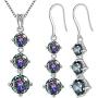 Aurora Tears Mystic Topaz Rainbow Jewelry Sets Women 925 Sterling Silver Crystal Necklaces/Earrings Set Wedding DS0043M