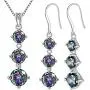 Aurora Tears Mystic Topaz Rainbow Jewelry Sets Women 925 Sterling Silver Crystal Necklaces/Earrings Set Wedding DS0043M