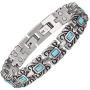 Wollet Jewelry Healthy Antique Style Blue Turquoise Magnetic Bracelets for Women