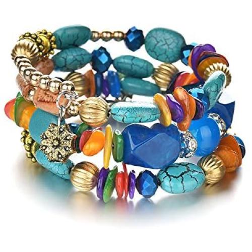 MIXIA Boho Multilayer Irregular Agate Beads Charm Bracelets for Women Vintage Jade Stone Man Bracelets Yoga Bangles Ethnic Jewelry