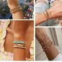 JA.S.JR 14K Gold Plated Bead Bracelet for Women Boho Bohemian Bracelet Set Jewelry