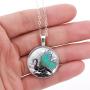 JIAYIQI Fashion Jewelry Men Mythical Green Wings Dragon Crystal Cabochon Pendant Necklace