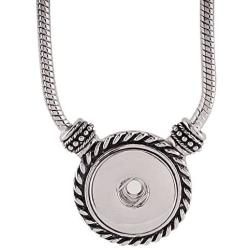 Snap Jewelry Toggle Necklace Silver Plated Length 20'' fits 18-20mm Standard Size Ginger Charms My Prime Gifts