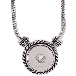 Snap Jewelry Toggle Necklace Silver Plated Length 20'' fits 18-20mm Standard Size Ginger Charms My Prime Gifts