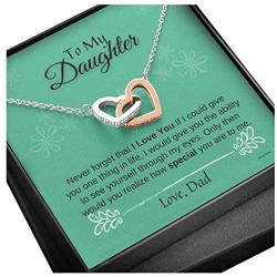 KINDPAW Father Daughter Necklace – Never Forget That I Love You Necklace from Dad