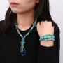 maytry Irregular Agate Chip Pendant Turquoise Necklace, Necklace, Bracelet 2 Piece Set of The Same Color