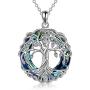 POPLYKE Tree of Life Necklace for Women Sterling Silver Celtic Knot Family Tree with Blue/Purple/Volcano Crystal Irish Gifts for Mom Daughter Wife Birthday Christmas