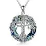 POPLYKE Tree of Life Necklace for Women Sterling Silver Celtic Knot Family Tree with Blue/Purple/Volcano Crystal Irish Gifts for Mom Daughter Wife Birthday Christmas