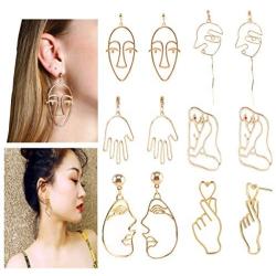 Mrotrida Abstract Human Face Earrings Fashion Alloy Eyes Lips Hand Dangle Earrings Unique Big Earrings for Womens Party