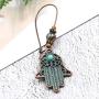 BELUCKIN Antique Green Bronze Fatima Hamsa Hand Drop Dangle Earrings Women Bohemian Vintage Statement Earrings Jewelry