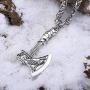 HAQUIL Viking Jewelry Norse Axe Talisman Pendant Chain Necklace for Men and Women