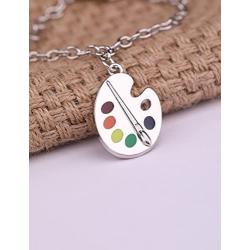 My Shape Trendy Enamel Artist Paint Palette and Brush Link Chain Bracelet Gifts Jewelry for Women & Girls