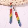 Solememo Gold and Silver Tone Rainbow Color Rhinestone Stud with Hoops Cactus Lips Ties Dangle Long Drop Statement Earring for Women Girls