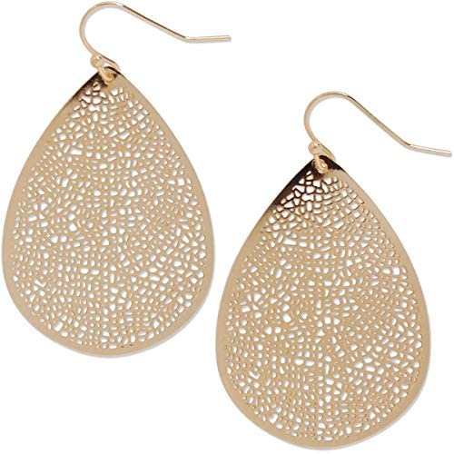 Humble Chic Filigree Dangle Earrings - Vintage-Style Teardrop Lightweight Statement Cutout Dangling Drops for Women