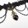 Gothic Costumes Jewelry Set Heart Choker Necklace Bracelet Dangle Earrings Black Artificial Rhinestone Tassels