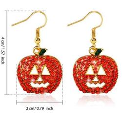3 Pairs Halloween Pumpkin Earrings Crystal Pumpkin Dangle Earring Smiling Face Pumpkin Drop Earrings Jewelry for Women